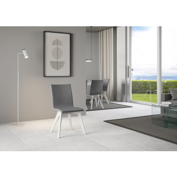 Chaises - Chaise Trudy avec pieds blancs et coussin gris 11