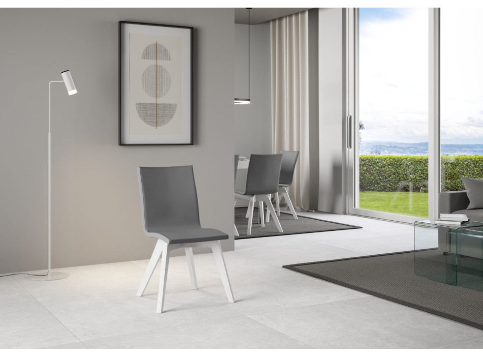 Chaises - Chaise Trudy avec pieds blancs et coussin gris 11