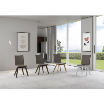 Chaises - Chaise Trudy avec pieds blancs et coussin gris tourterelle, 52 cm