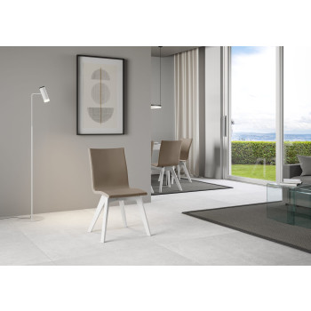 Chaises - Chaise Trudy avec pieds blancs et coussin gris tourterelle, 52 cm