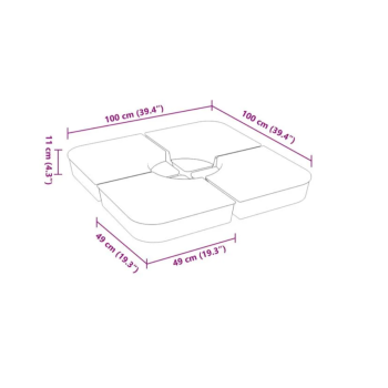 Ensemble de 4 pieds de parasol avec support en croix en PP de 100 kg