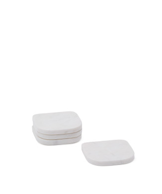 Lot de 4 sous-verres en marbre blanc Zera