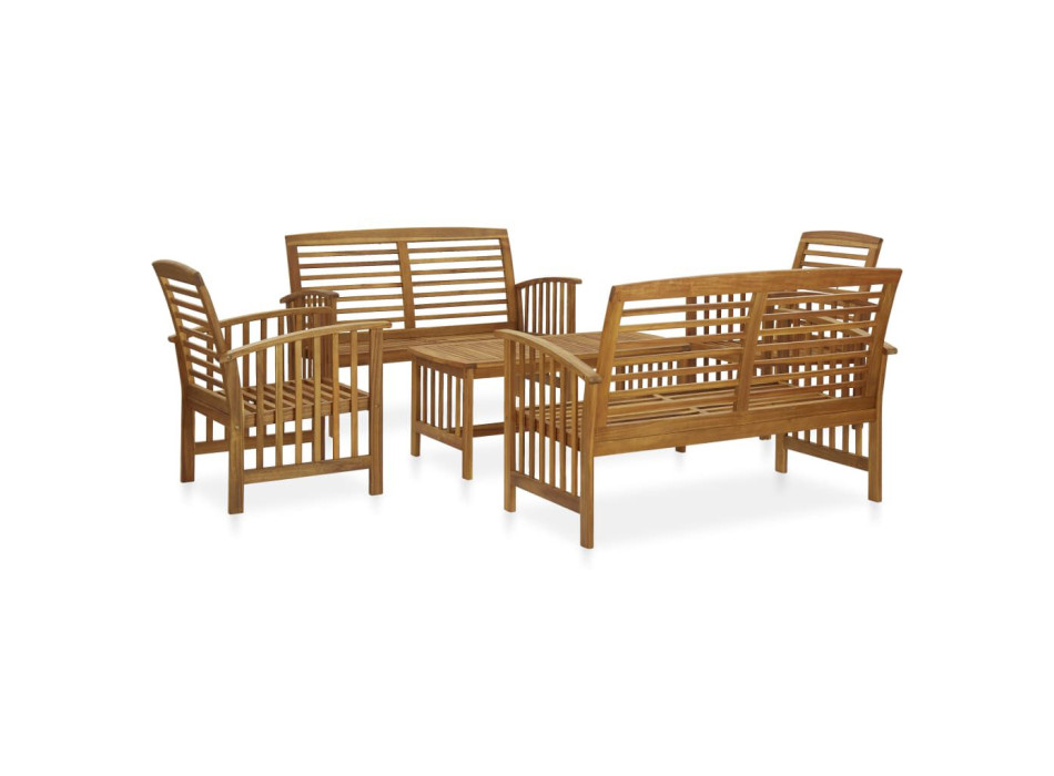 Ensemble de canapés de jardin 5 pièces en bois d'acacia massif