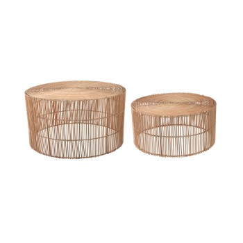 Ensemble de 2 tables basses Elmima 100% rotin finition naturelle