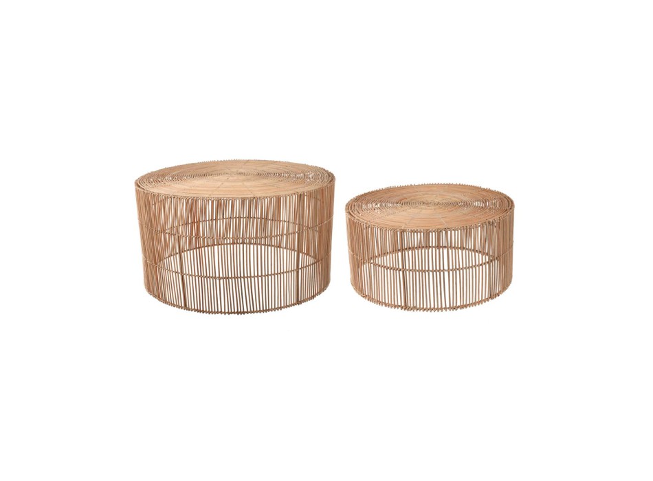 Ensemble de 2 tables basses Elmima 100% rotin finition naturelle