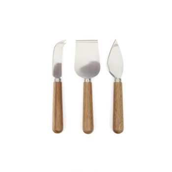 Ensemble de 3 couteaux à fromage Nukha en bois d'acacia 100 % FSC