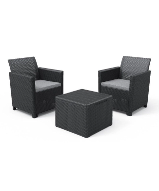 KETER CLAIRE BALCON SET Table basse de jardin et 2 fauteuils