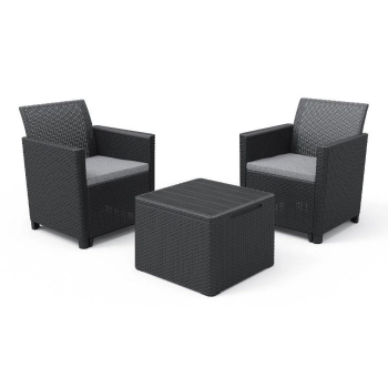 KETER CLAIRE BALCON SET Table basse de jardin et 2 fauteuils