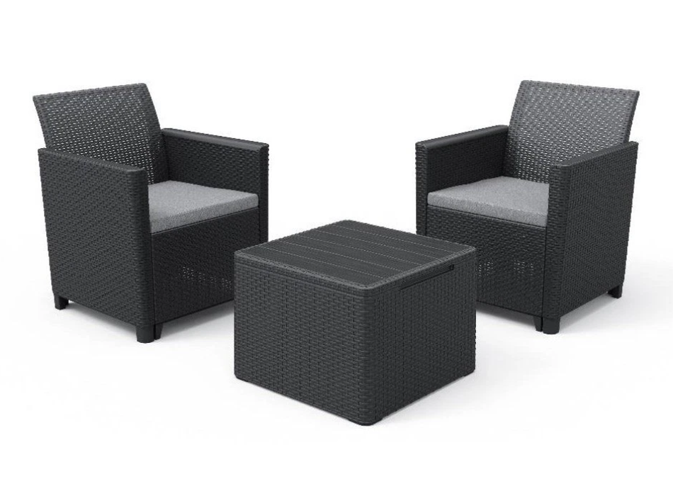 KETER CLAIRE BALCON SET Table basse de jardin et 2 fauteuils