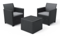 KETER CLAIRE BALCON SET Table basse de jardin et 2 fauteuils