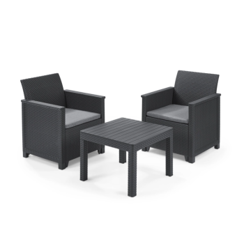 Ensemble de balcon KETER Emma avec table basse et 2 fauteuils
