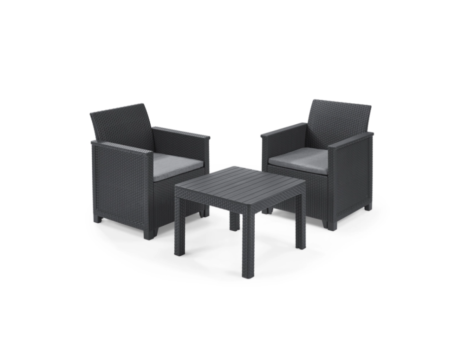 Ensemble de balcon KETER Emma avec table basse et 2 fauteuils
