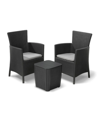 KETER IOWA BALCON SET Table basse de jardin et 2 fauteuils