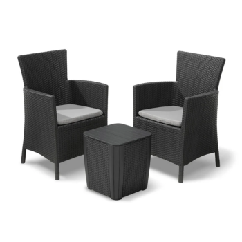 KETER IOWA BALCON SET Table basse de jardin et 2 fauteuils