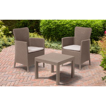 ENSEMBLE DE BALCON SALVADOR KETER Table basse de jardin et 2 fauteuils