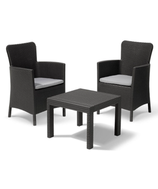 ENSEMBLE DE BALCON SALVADOR KETER Table basse de jardin et 2 fauteuils