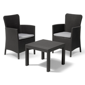 ENSEMBLE DE BALCON SALVADOR KETER Table basse de jardin et 2 fauteuils