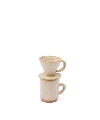 Ensemble de tasses à café filtre en céramique beige Zunel