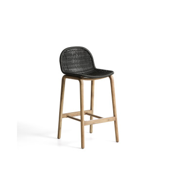 Tabouret Alipa en bois d'acacia massif et corde