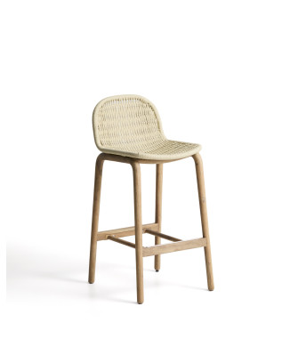 Tabouret Alipa en bois d'acacia massif et corde