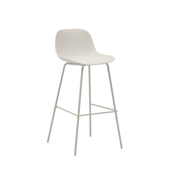 Tabouret Altea beige avec pieds en acier et finition beige, 75 cm