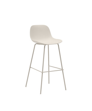 Tabouret Altea beige avec pieds en acier et finition beige, 75 cm