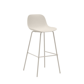 Tabouret Altea beige avec pieds en acier et finition beige, 75 cm