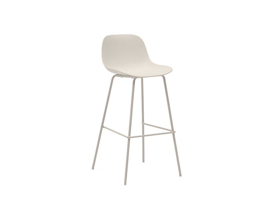 Tabouret Altea beige avec pieds en acier et finition beige, 75 cm