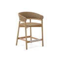 Tabouret Arinella en bois d'acacia massif finition naturelle et corde beige 65 cm FSC 100%