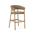 Tabouret Arinella en bois d'acacia massif, finition naturelle et corde beige 75 cm FSC 100%