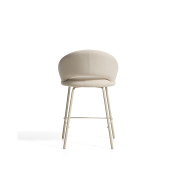 Tabouret Bonali en chenille beige avec pieds en métal beige, certifié FSC Mix, 65 cm