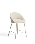 Tabouret Bonali en chenille beige avec pieds en métal beige, certifié FSC Mix, 65 cm