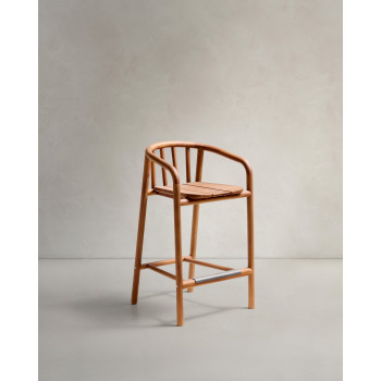 Tabouret d'extérieur Turqueta en bois de teck massif 100% FSC, hauteur 65 cm