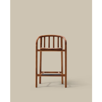 Tabouret d'extérieur Turqueta en teck massif 100 % certifié FSC, hauteur 65 cm