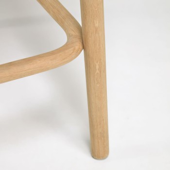 Tabouret Doriane, bois de chêne massif, finition naturelle, assise rembourrée, 65 cm