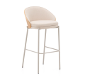 Tabouret Eamy en similicuir beige, placage frêne, finition naturelle, 77 cm