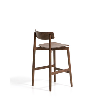 Tabouret Evera avec dossier en placage chêne et finition
