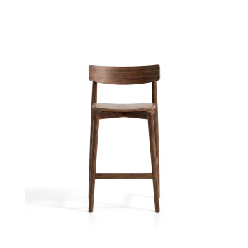 Tabouret Evera avec dossier en placage chêne et finition
