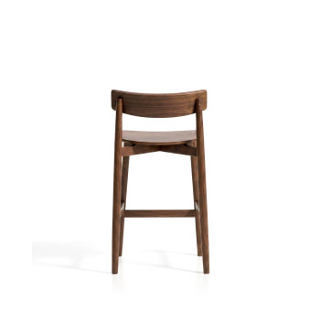 Tabouret Evera avec dossier en placage chêne et finition