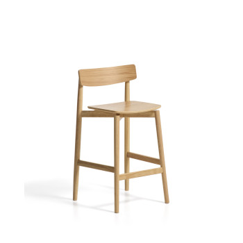Tabouret Evera avec dossier en placage chêne et finition
