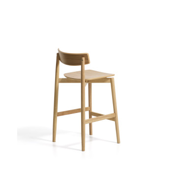 Tabouret Evera avec dossier en placage chêne et finition