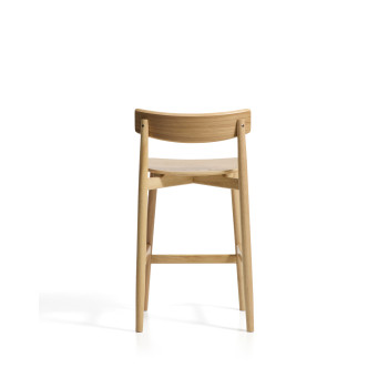 Tabouret Evera avec dossier en placage chêne et finition