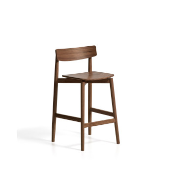Tabouret Evera avec dossier en placage chêne et finition