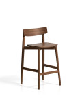 Tabouret Evera avec dossier en placage chêne et finition