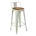 Tabouret en fer blanc New Bristol avec assise en bois, 42 x 42 cm, h 77/94 cm, Vacchetti