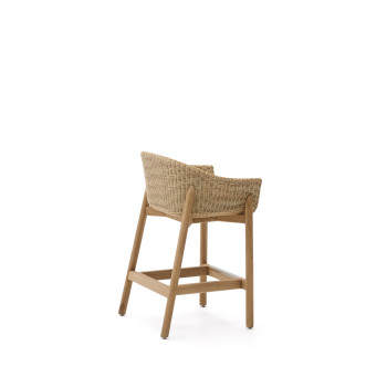 Tabouret Galea en bois de teck massif et rotin synthétique 65 cm FSC 100%