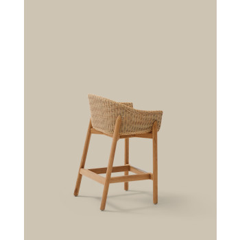 Tabouret Galea en teck massif et rotin synthétique 65 cm FSC 100%