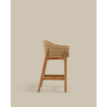 Tabouret Galea en teck massif et rotin synthétique, 75 cm, certifié FSC 100%
