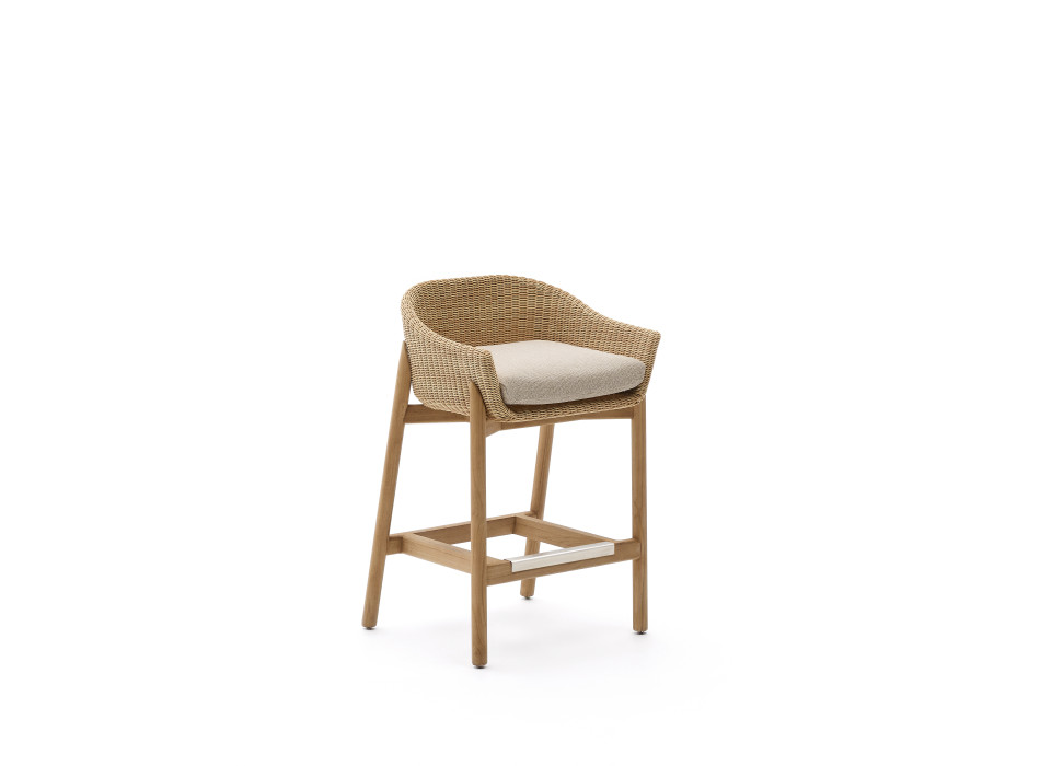 Tabouret Galea en bois de teck massif et rotin synthétique, 75 cm FSC 100%