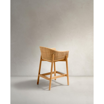 Tabouret Galea en bois de teck massif et rotin synthétique, 75 cm FSC 100%